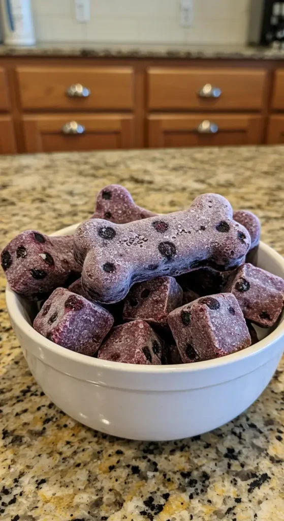 Frozen blueberry dog treats